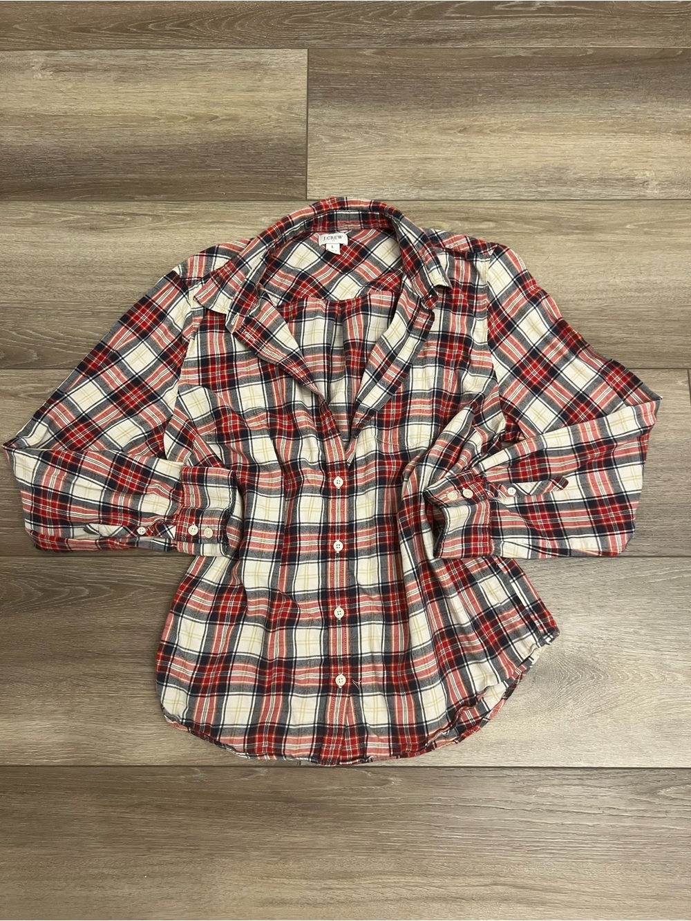 J. Crew Red & Cream Plaid Button-Down Shirt